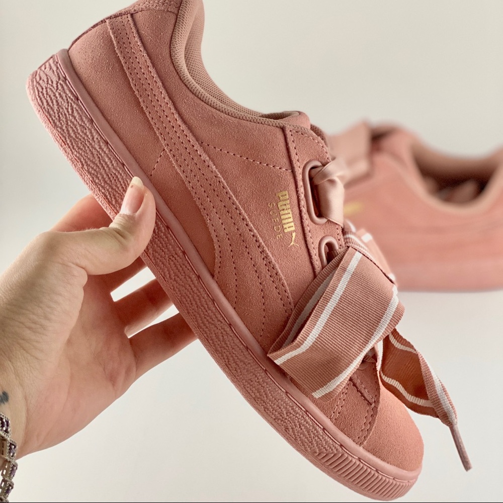 Puma Heart II Blush Pink Suede Sneakers